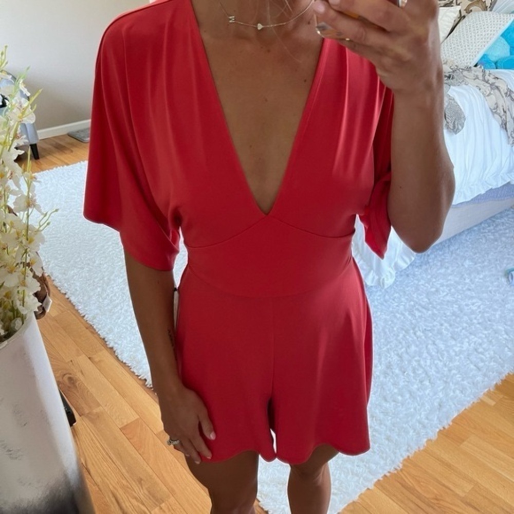 Express Red V-Neck Romper